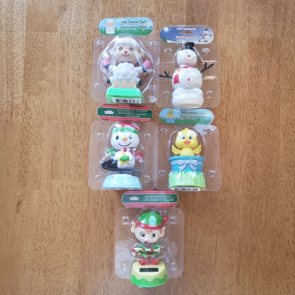 Lot of 5 Solar Dancing Pilgrim Christmas Decorations
